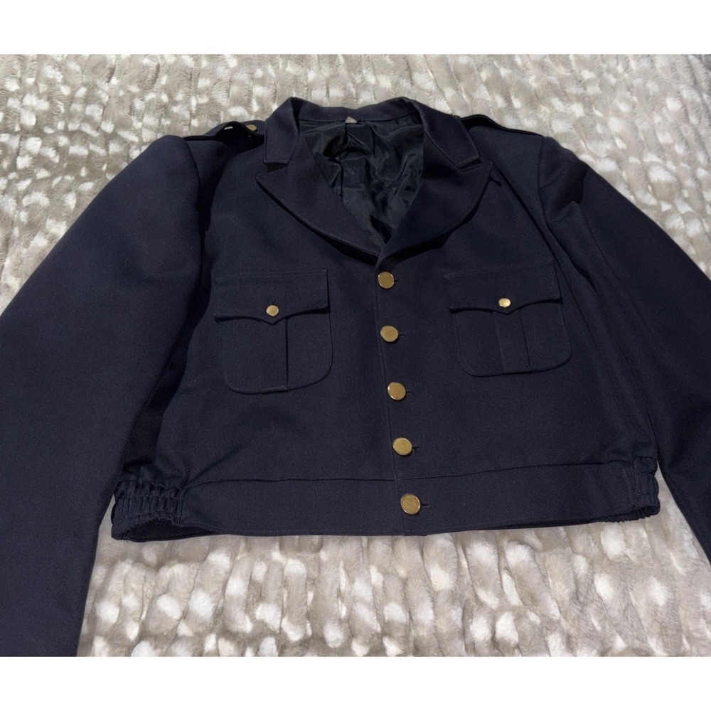 Vtg Fechheimer Command Gold Button Front Dress Jacket Pleated Pockets Size 52R
